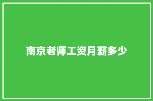 南京老师工资月薪多少 职场应用