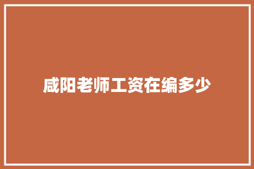 咸阳老师工资在编多少