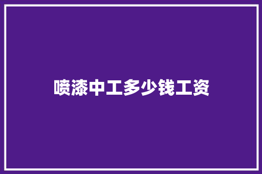 喷漆中工多少钱工资 职场应用