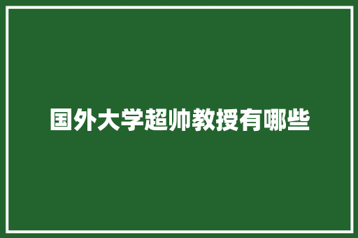国外大学超帅教授有哪些