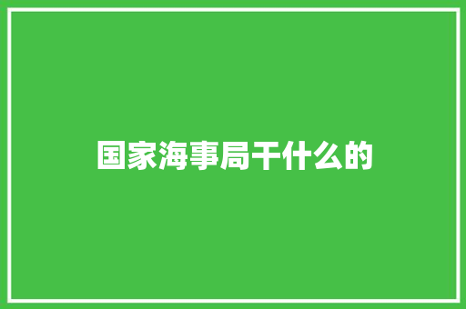 国家海事局干什么的 范文资源
