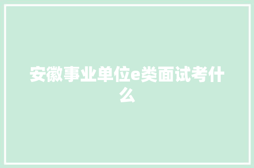 安徽事业单位e类面试考什么