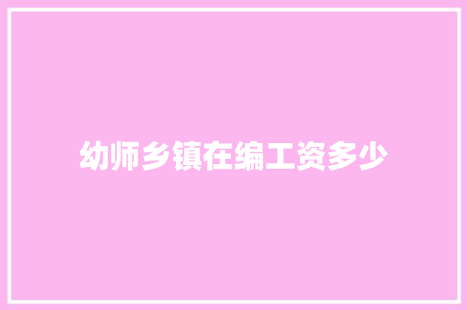幼师乡镇在编工资多少