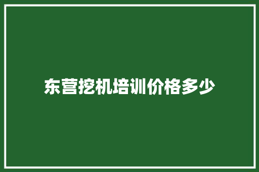 东营挖机培训价格多少