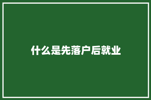 什么是先落户后就业 职场应用