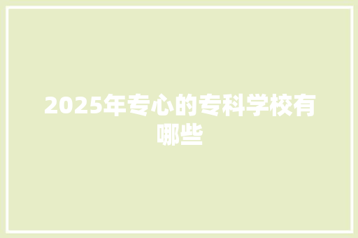 2025年专心的专科学校有哪些 职场应用