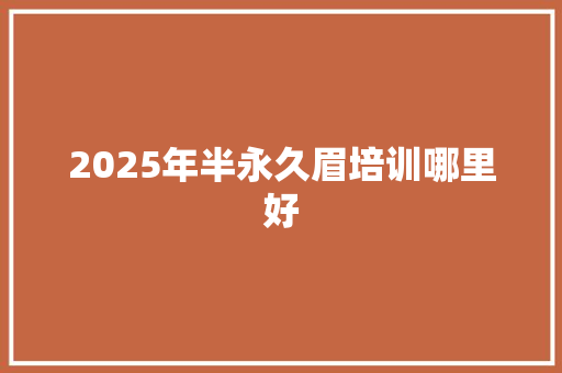 2025年半永久眉培训哪里好
