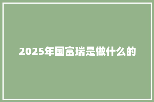 2025年国富瑞是做什么的