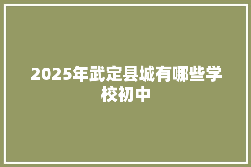 2025年武定县城有哪些学校初中