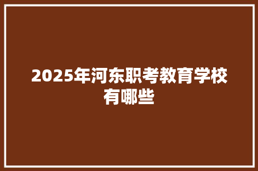 2025年河东职考教育学校有哪些