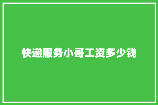 快递服务小哥工资多少钱 范文宝典