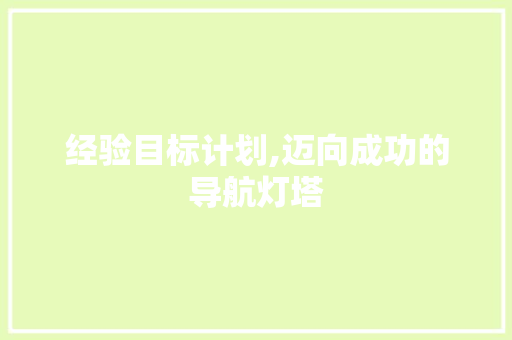 经验目标计划,迈向成功的导航灯塔 范文宝典