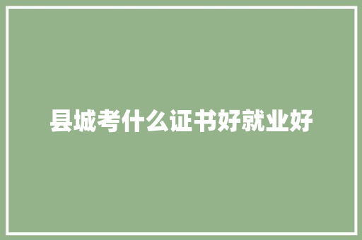 县城考什么证书好就业好