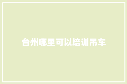 台州哪里可以培训吊车 范文宝典