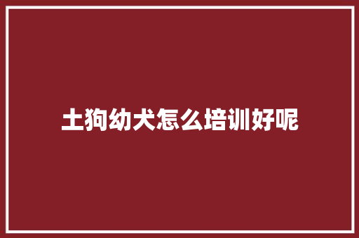 土狗幼犬怎么培训好呢 合同协议