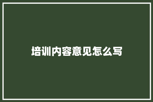 培训内容意见怎么写 职场应用