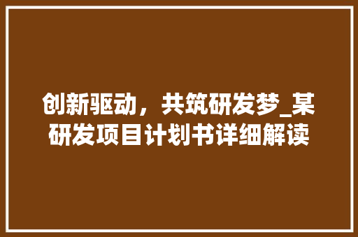创新驱动，共筑研发梦_某研发项目计划书详细解读