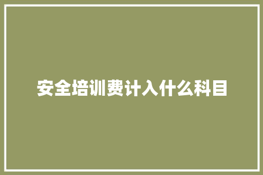 安全培训费计入什么科目 优秀范文
