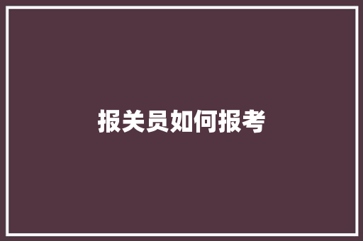 报关员如何报考