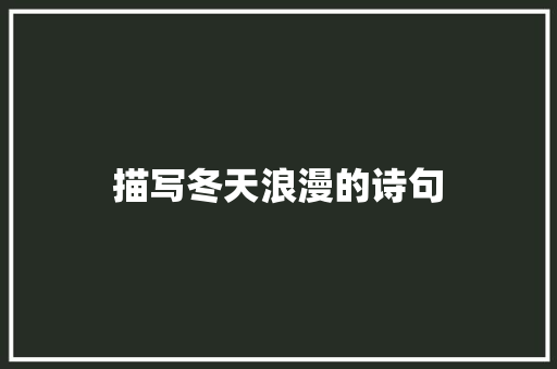 描写冬天浪漫的诗句 范文精选网