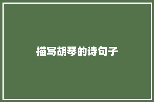 描写胡琴的诗句子 合同协议