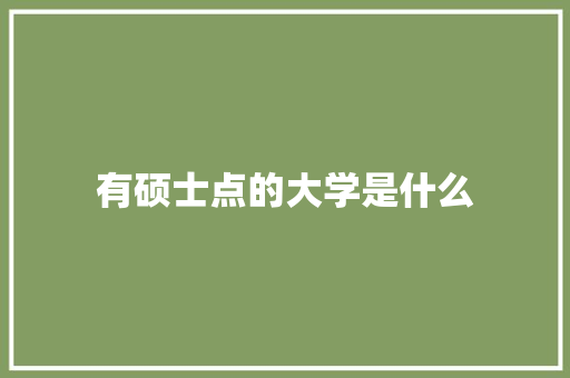 有硕士点的大学是什么