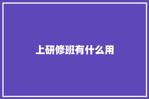 上研修班有什么用