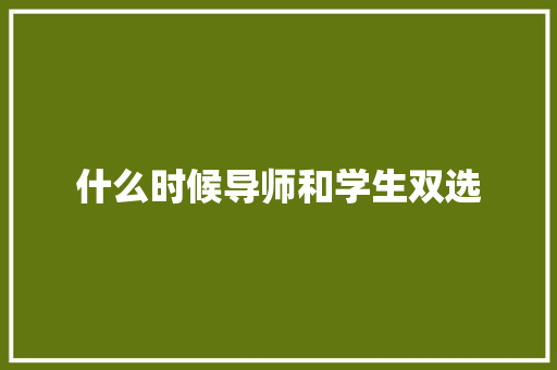 什么时候导师和学生双选