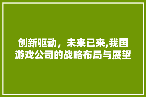 创新驱动，未来已来,我国游戏公司的战略布局与展望
