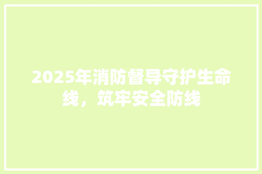 2025年消防督导守护生命线，筑牢安全防线