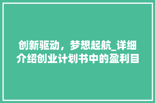 创新驱动，梦想起航_详细介绍创业计划书中的盈利目标