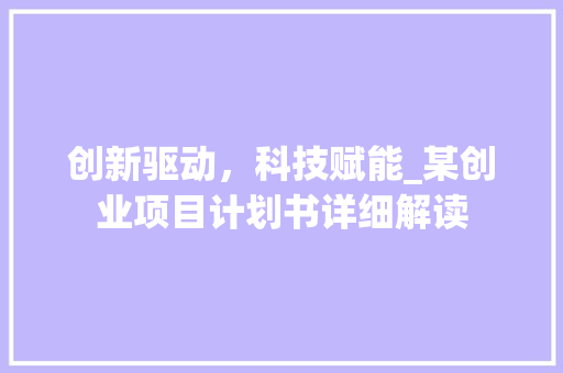 创新驱动，科技赋能_某创业项目计划书详细解读 范文参考