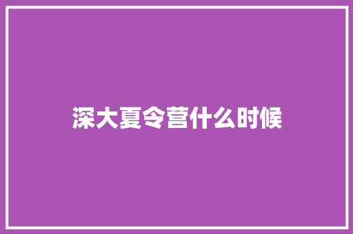深大夏令营什么时候