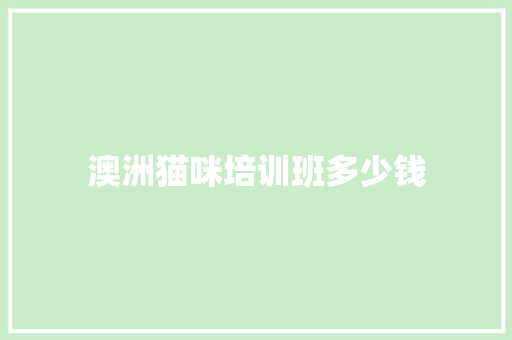 澳洲猫咪培训班多少钱