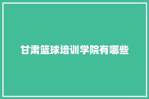 甘肃篮球培训学院有哪些