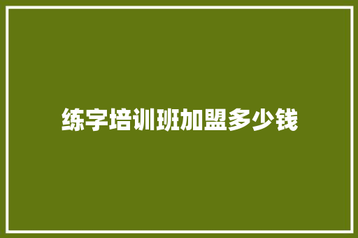 练字培训班加盟多少钱