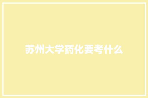 苏州大学药化要考什么 范文参考