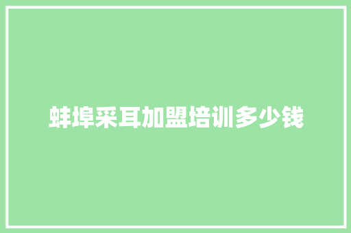 蚌埠采耳加盟培训多少钱 商业计划书范文