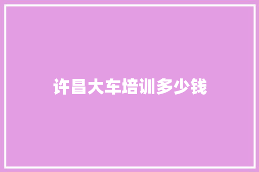许昌大车培训多少钱 职场应用