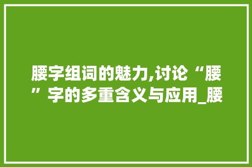 腰字组词的魅力,讨论“腰”字的多重含义与应用_腰字组词与造句大全 商业计划书范文