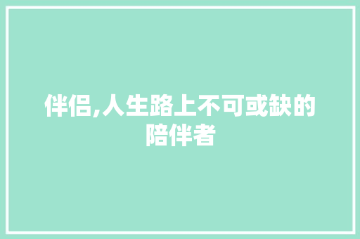 伴侣,人生路上不可或缺的陪伴者