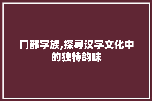冂部字族,探寻汉字文化中的独特韵味