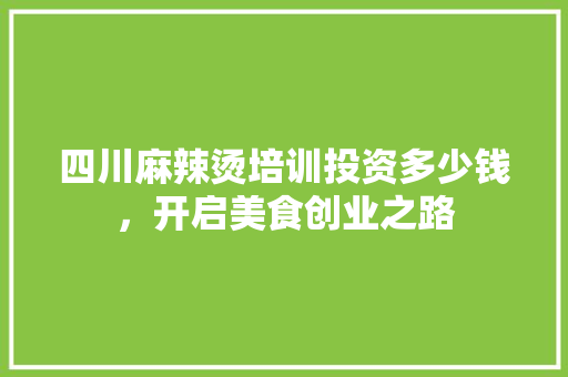 四川麻辣烫培训投资多少钱，开启美食创业之路