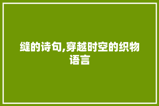 缝的诗句,穿越时空的织物语言 范文之家