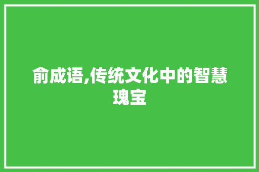 俞成语,传统文化中的智慧瑰宝 职场应用