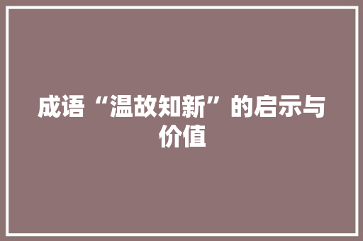 成语“温故知新”的启示与价值 商业计划书范文