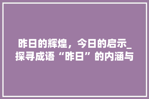 昨日的辉煌，今日的启示_探寻成语“昨日”的内涵与价值 商业计划书范文