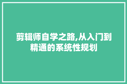 剪辑师自学之路,从入门到精通的系统性规划 商业计划书范文
