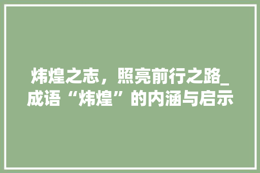 炜煌之志，照亮前行之路_成语“炜煌”的内涵与启示 范文参考
