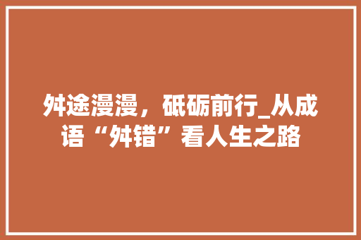 舛途漫漫，砥砺前行_从成语“舛错”看人生之路 商业计划书范文